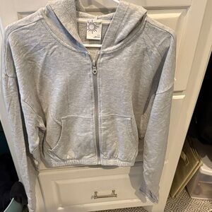 Cozy Gray Zip-Up Hoodie cropped